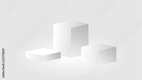 White cube podium tribune stand isolated on white background. Vector illustration.