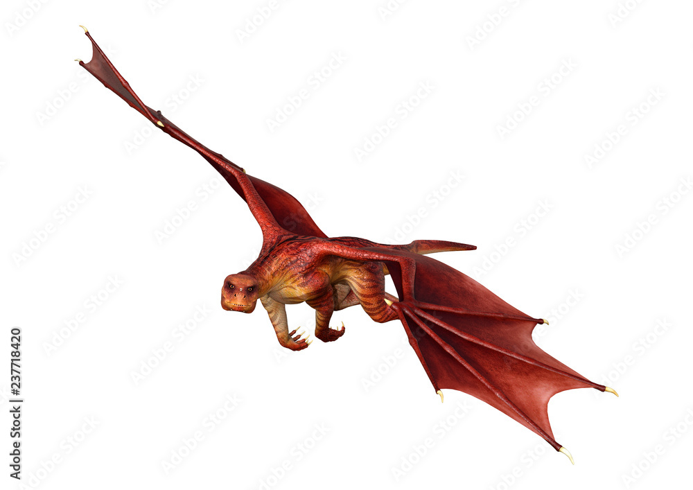 3D Rendering Fairy Tale Dragon on White 3D Rendering Fairy Tale Dragon on White