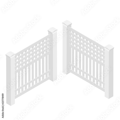 Wooden rural garden fence isolated on white background