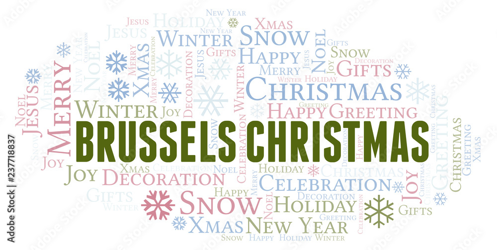 Fototapeta premium Brussels Christmas word cloud.