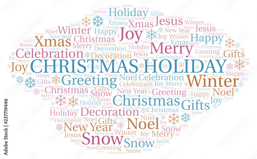 Christmas Holiday word cloud. Christmas Holiday word cloud.