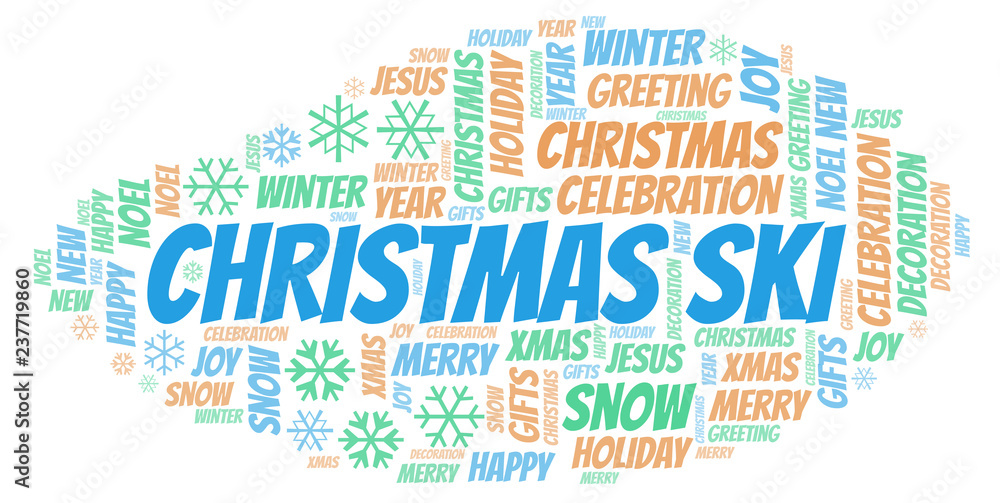 Fototapeta premium Christmas Ski word cloud.