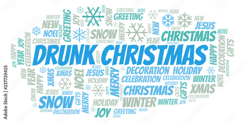 Obraz premium Drunk Christmas word cloud.