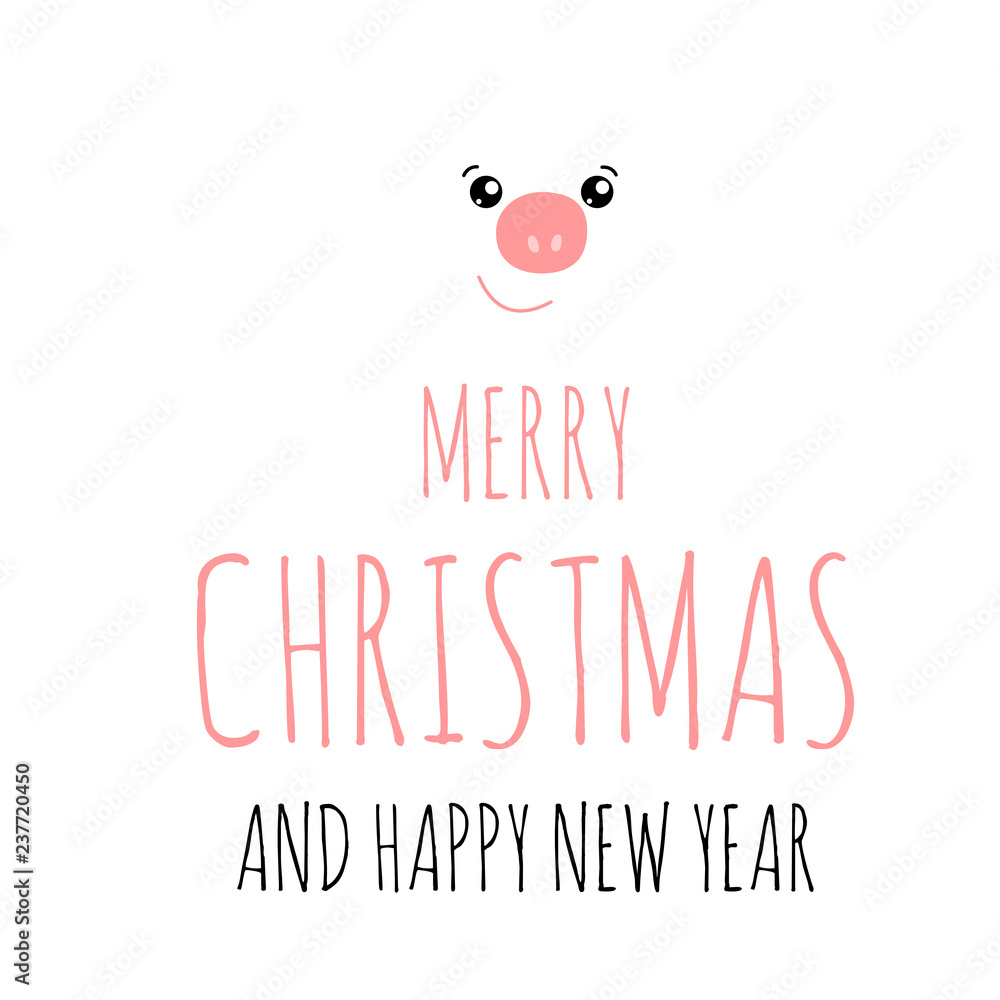 Vector illustration of Merry Christmas and Happy New Year text