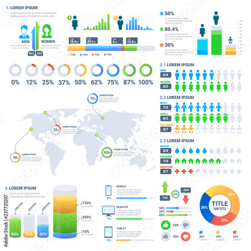 Financial and marketing statistic graphic with charts and diagrams. Business data graphs.