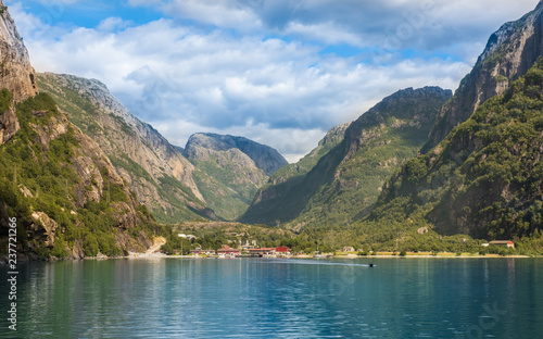 Norwegian fjord and mountains Lysefjord, Norway. © Kotangens