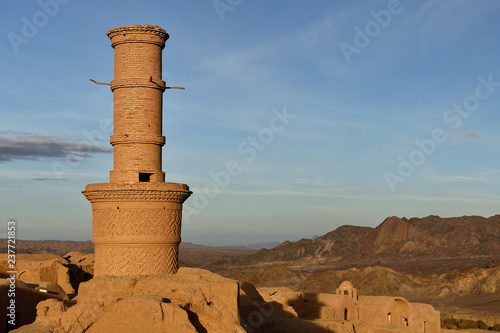 The Qajar-era mosque, 17th century shaking minaret, Silk Roadoad Kharanaq, Iran