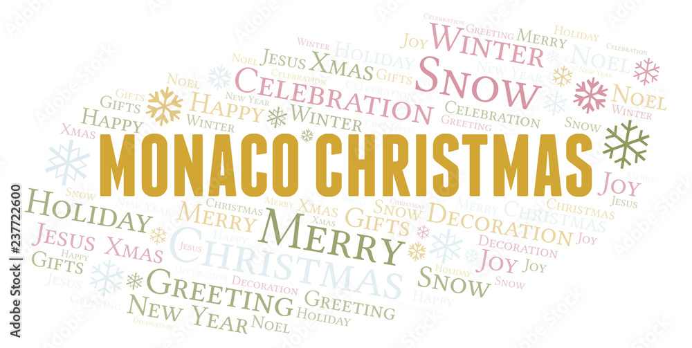 Fototapeta premium Monaco Christmas word cloud.
