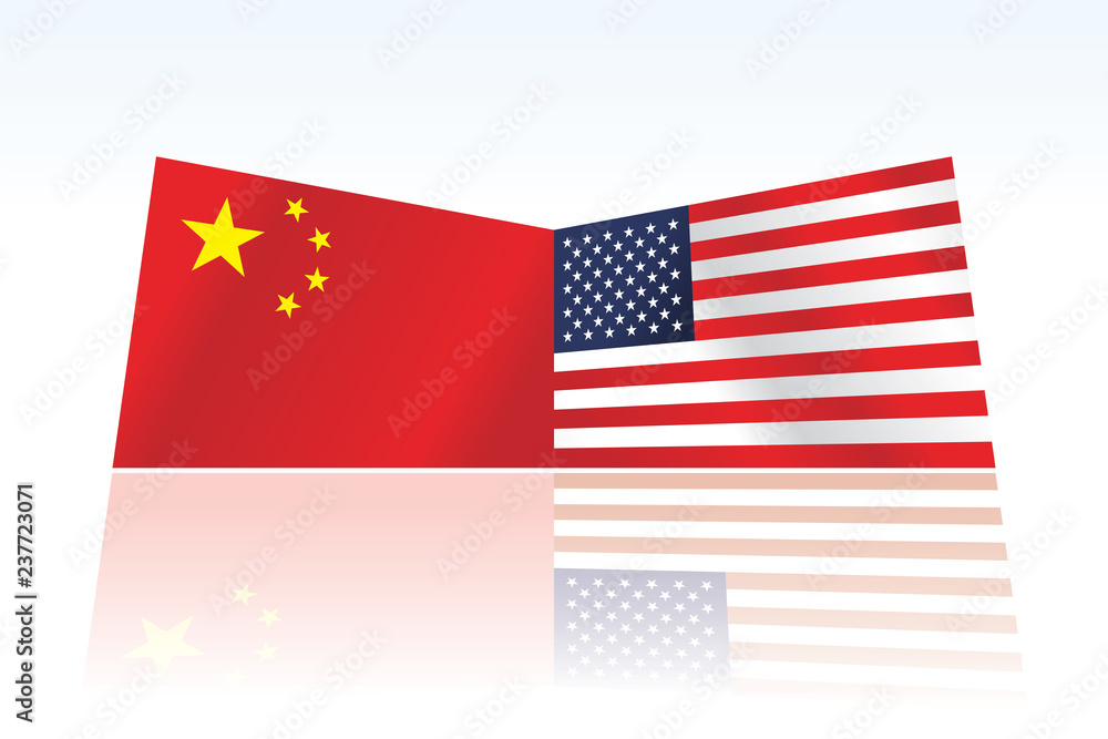 Flags of USA and China, Vector Flags of USA and China, Vector