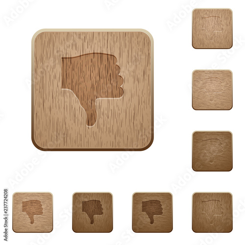 Thumbs down wooden buttons