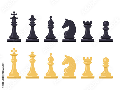 Black and White Chess Game Figures. Vector