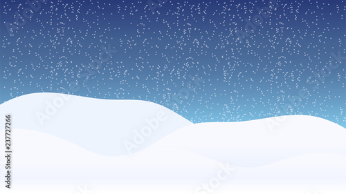 Snow landscape with snowflakes. Scenery vector illustration. © Invasion