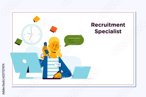 Recruitment Concept for web page. Openly greeting a job recruiter