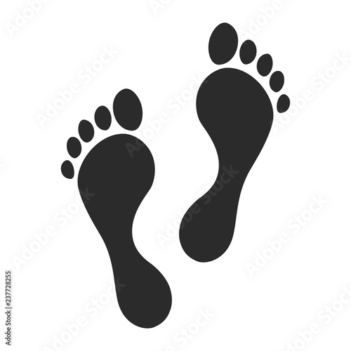 Trace of human foot. Footprint path, footprints, silhouette sign of human traces. Vector illustration  © diluck