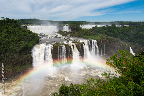 Cascade of Iguazu Falls, One of the New Seven Wonders of Nature, in Brazil and Argentina