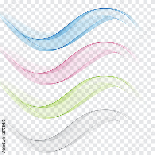 Abstract wavy lines in the form of a wave. Set of waves. Illustration of smoke or water.