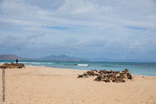 beautiful ocean beach   Fuerteventura  Canary Islands    