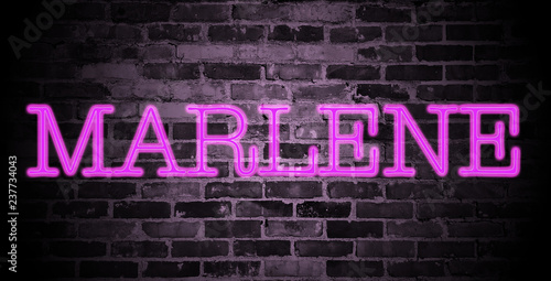 first name Marlene in pink neon on brick wall photo