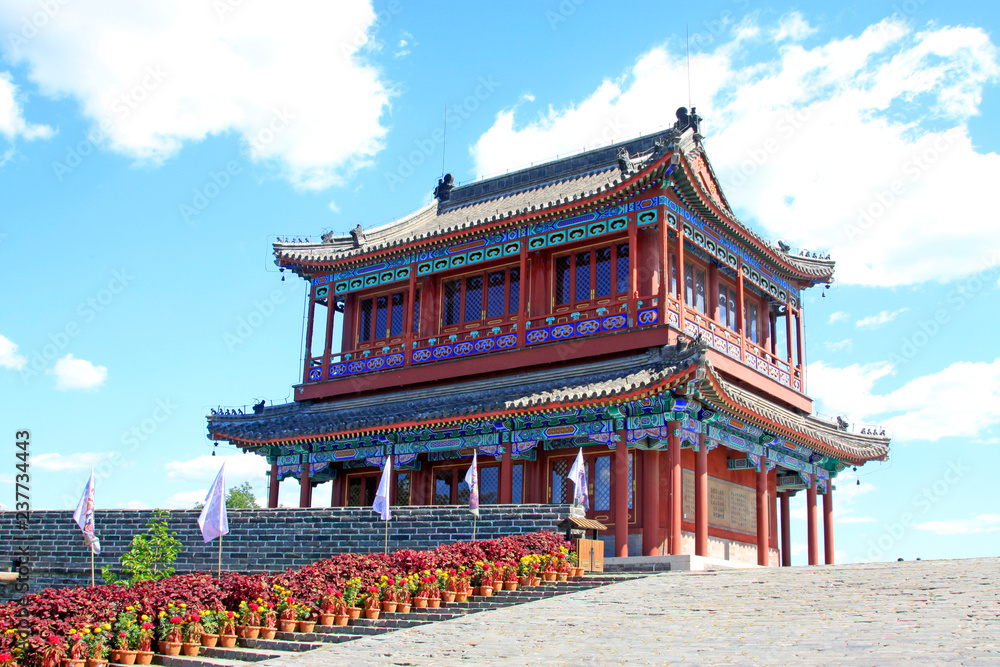 ancient tower building scenery, Qinhuangdao, Hebei Province, China ancient tower building scenery, Qinhuangdao, Hebei Province, China