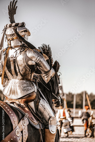 Medieval knight on horseback