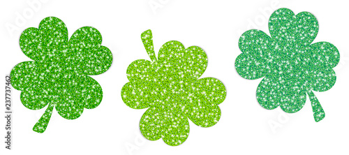 Canvas Print Set Sparkling Cloverleafs Green Turn