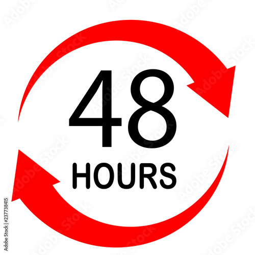 48 hours on white background. flat style. 48 hours sign. 48 hours for your web site design, logo, app, UI. 48 hours symbol. turn around time icon with circular arrow.