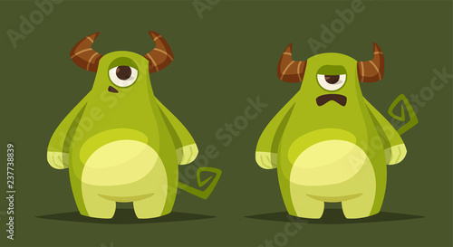 Funny cute monster character. Cartoon vector illustration.