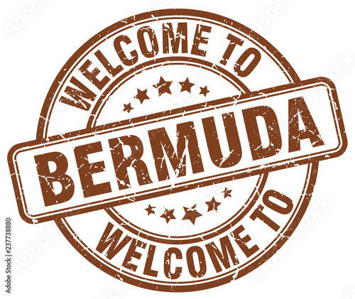 welcome to Bermuda brown round vintage stamp
