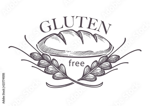 Gluten free products, poster with wheat vector.