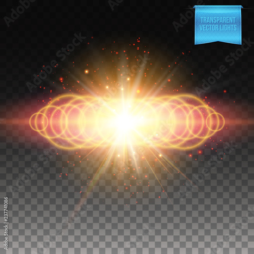 Vector illustration of Multiple ringed yellow fiery burst background
