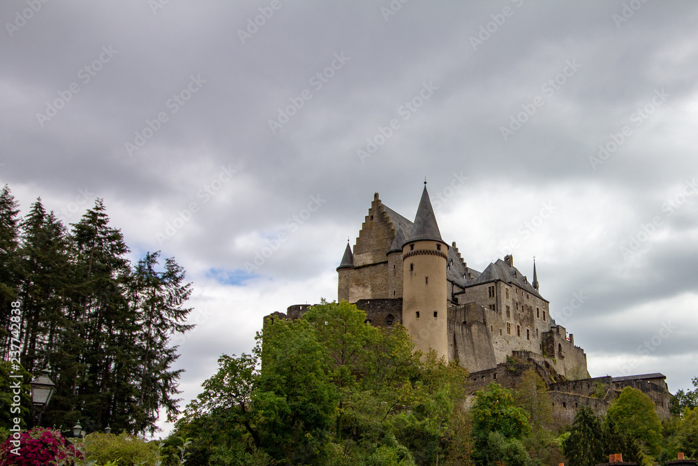 Vianden Castle above the village in Luxembourg
