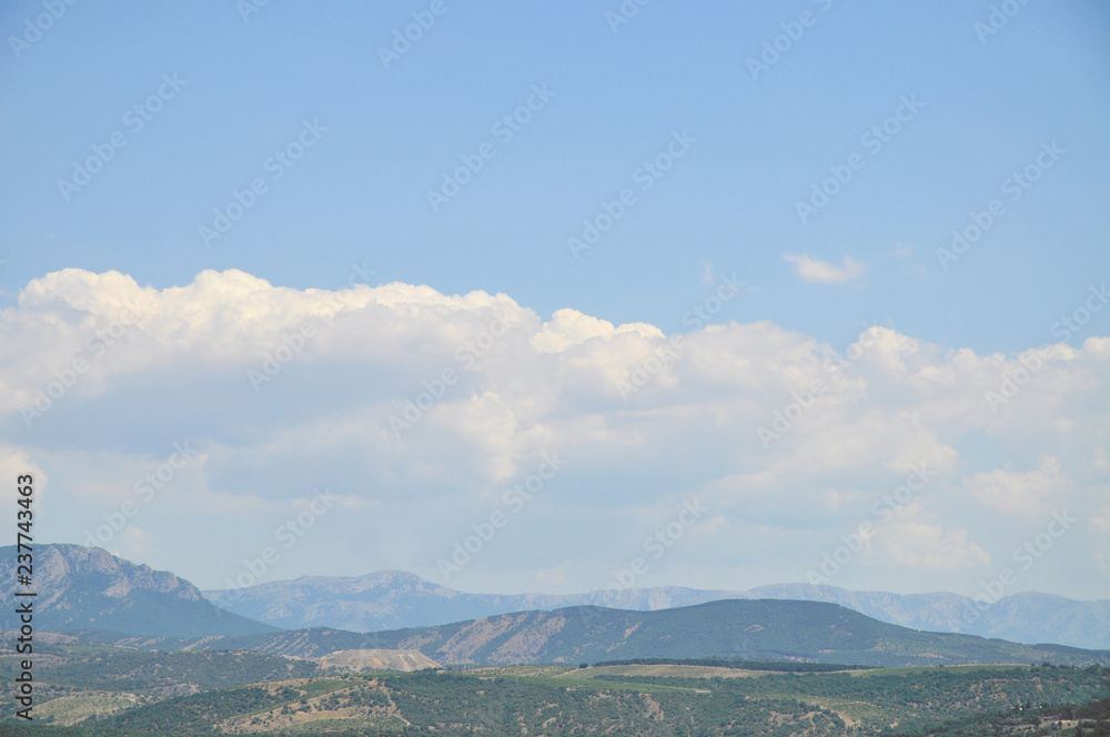 Blue sky and mountains
