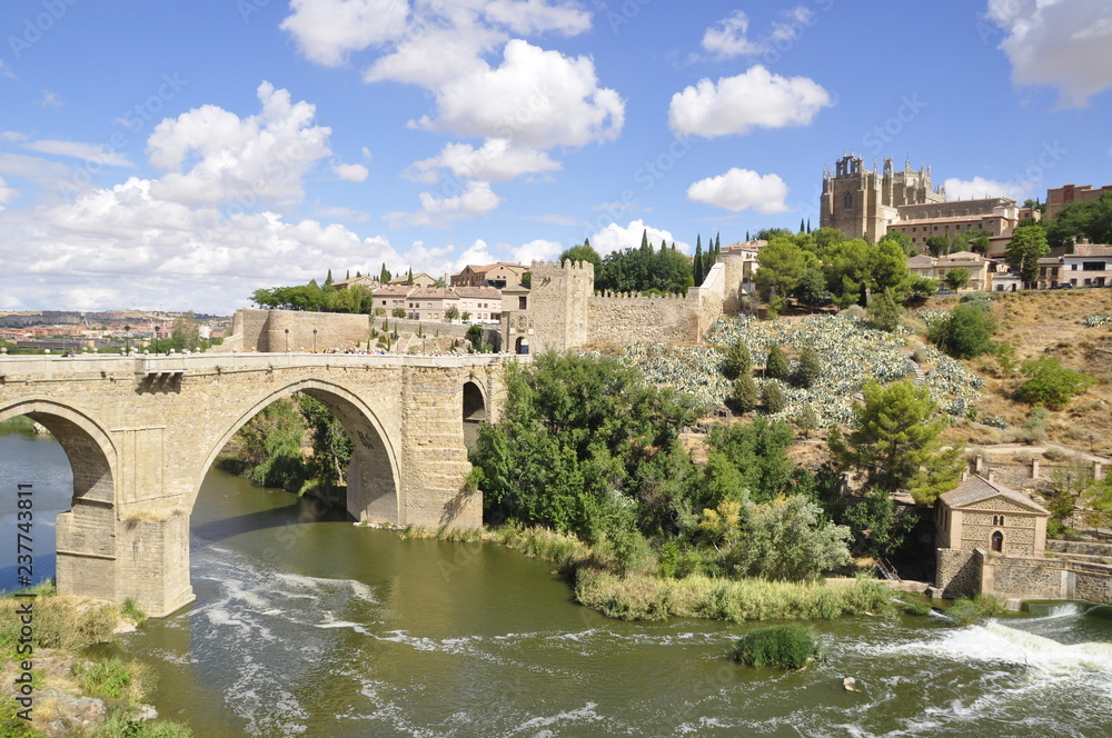 San Martin's Bridge in Toledo city in Spain.