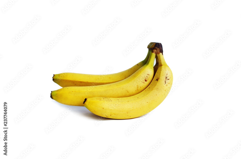 Bunch of bananas isolated on white background, healthy lifestyle and diet concept