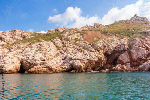 rock on the black sea coast of Crimea Peninsula sea view