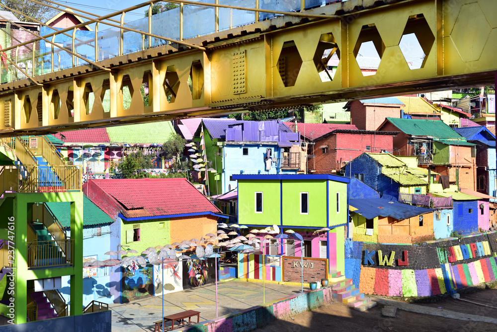 Colorful houses of Kampung or village is also known as Kampung Warna Warni Jodipan in Central Java, Indonesia