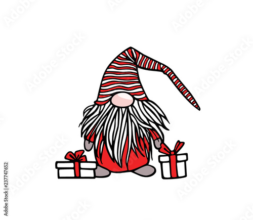 Hand drawn Christmas gnome