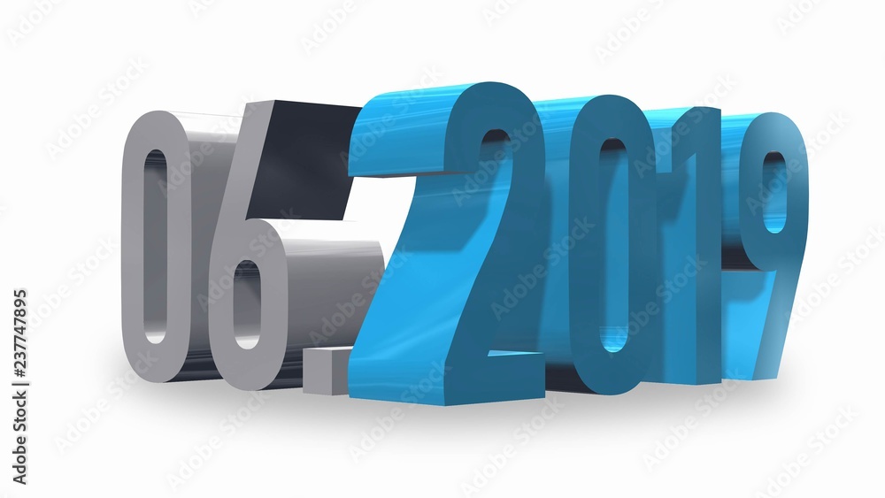 Presentation month june of the year 2019 - isolated on white background. Illustration for advertising. 3d rendering Presentation month june of the year 2019 - isolated on white background. Illustration for advertising. 3d rendering