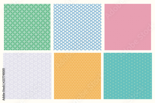 Fototapeta Naklejka Na Ścianę i Meble -  Set of traditional eastern seamless geometric pattern, in pastels. Vector illustration. Flat style design. Concept for decorative element, textile print, wallpaper, wrapping paper.