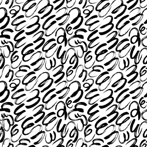 Seamless pattern with hand drawn brush strokes. Hand drawn vector ornament for wrapping paper.