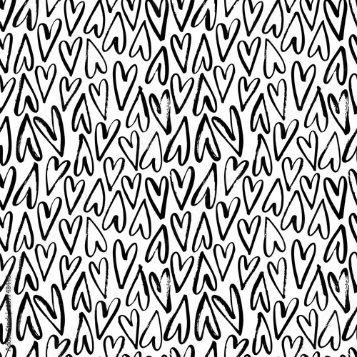 Seamless heart pattern. Background for Valentine day. Hand drawn vector ornament for wrapping paper.