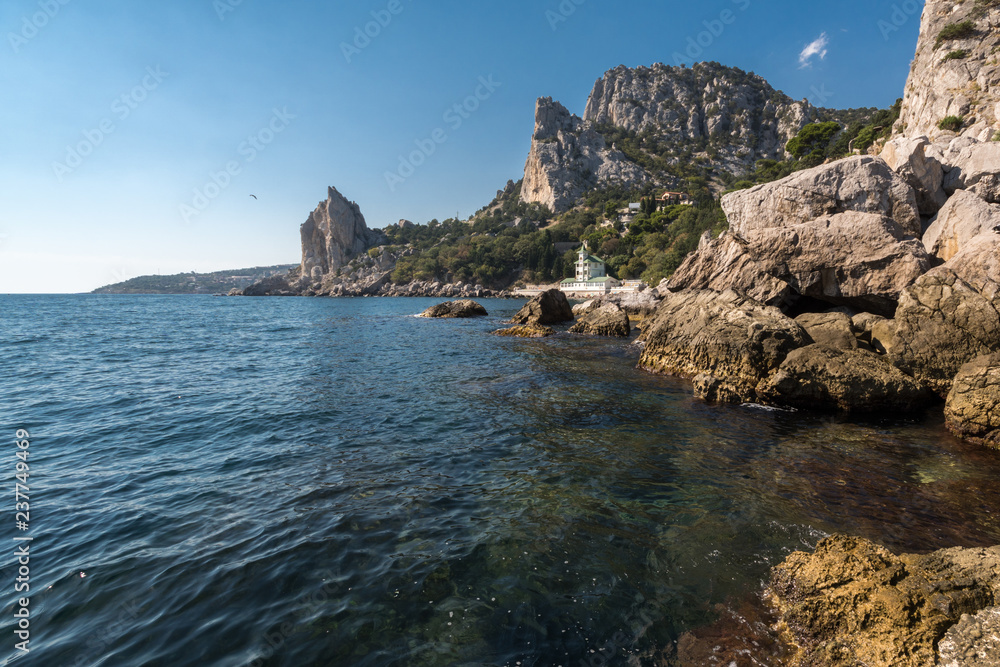 View from the sea to the mountain Cat in Simeiz