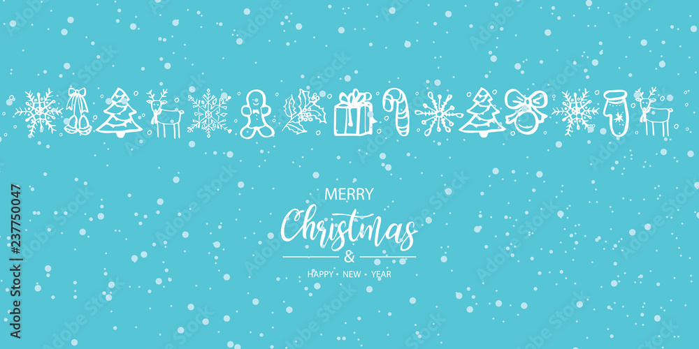 Merry Christmas and Happy New Year. Hand Drawn. Vector illustration. Merry Christmas and Happy New Year. Hand Drawn. Vector illustration.
