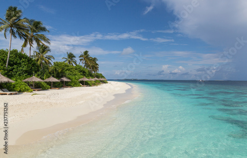 Strand mit Palme Atoll Insel Malediven