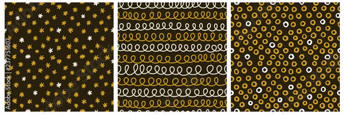 3 hand drawn seamless vector pattern