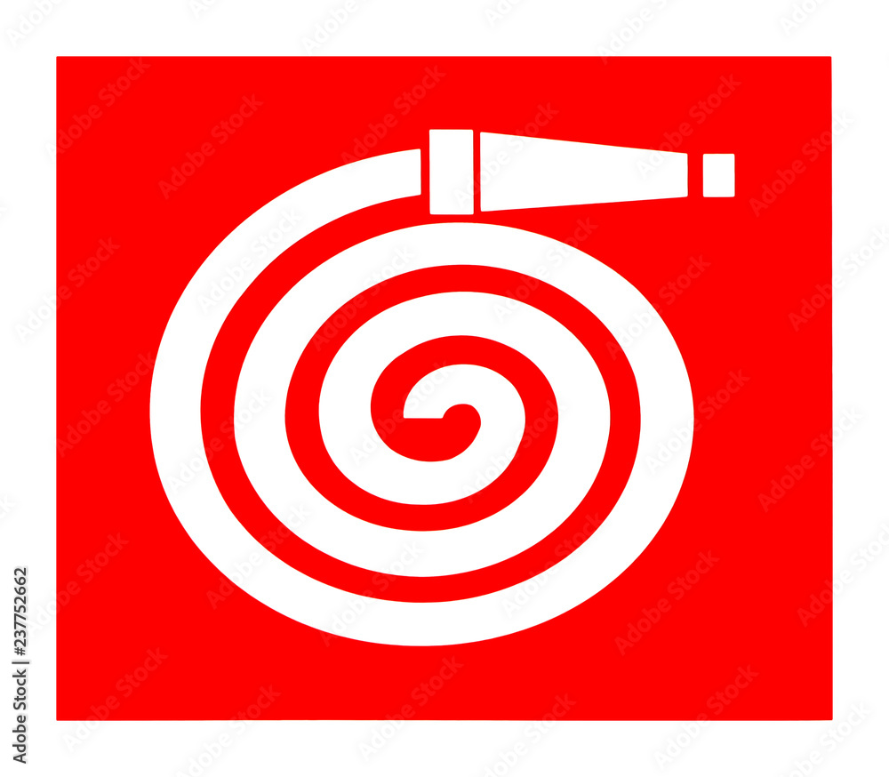 Fire hose reel symbol, international sign Fire hose reel symbol, international sign