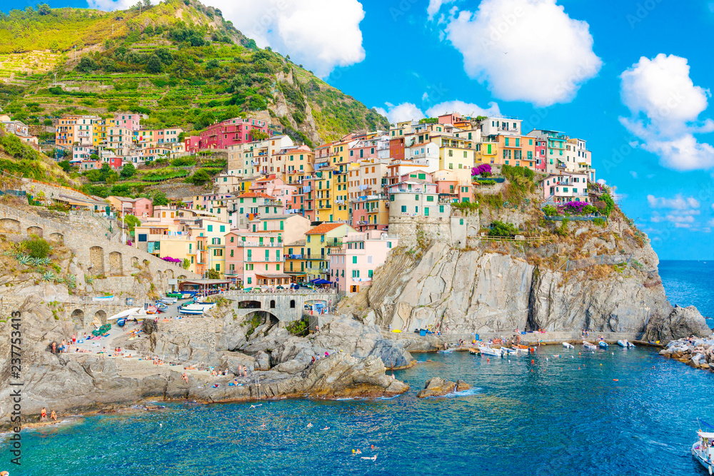 View of the village of Vernazza, Liguria, Cinque Terre, Italy