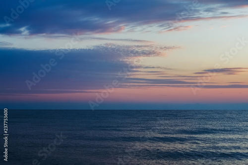 Morning sunrise on the horizon of Aegean sea. © Lalandrew