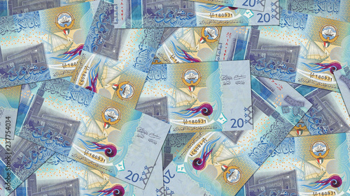 Tableau sur toile Kuwait KWD banknote as background wallpaper using 20 KWD Twenty Dinars