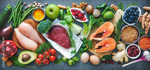 Fotografie, Obraz Balanced diet food background